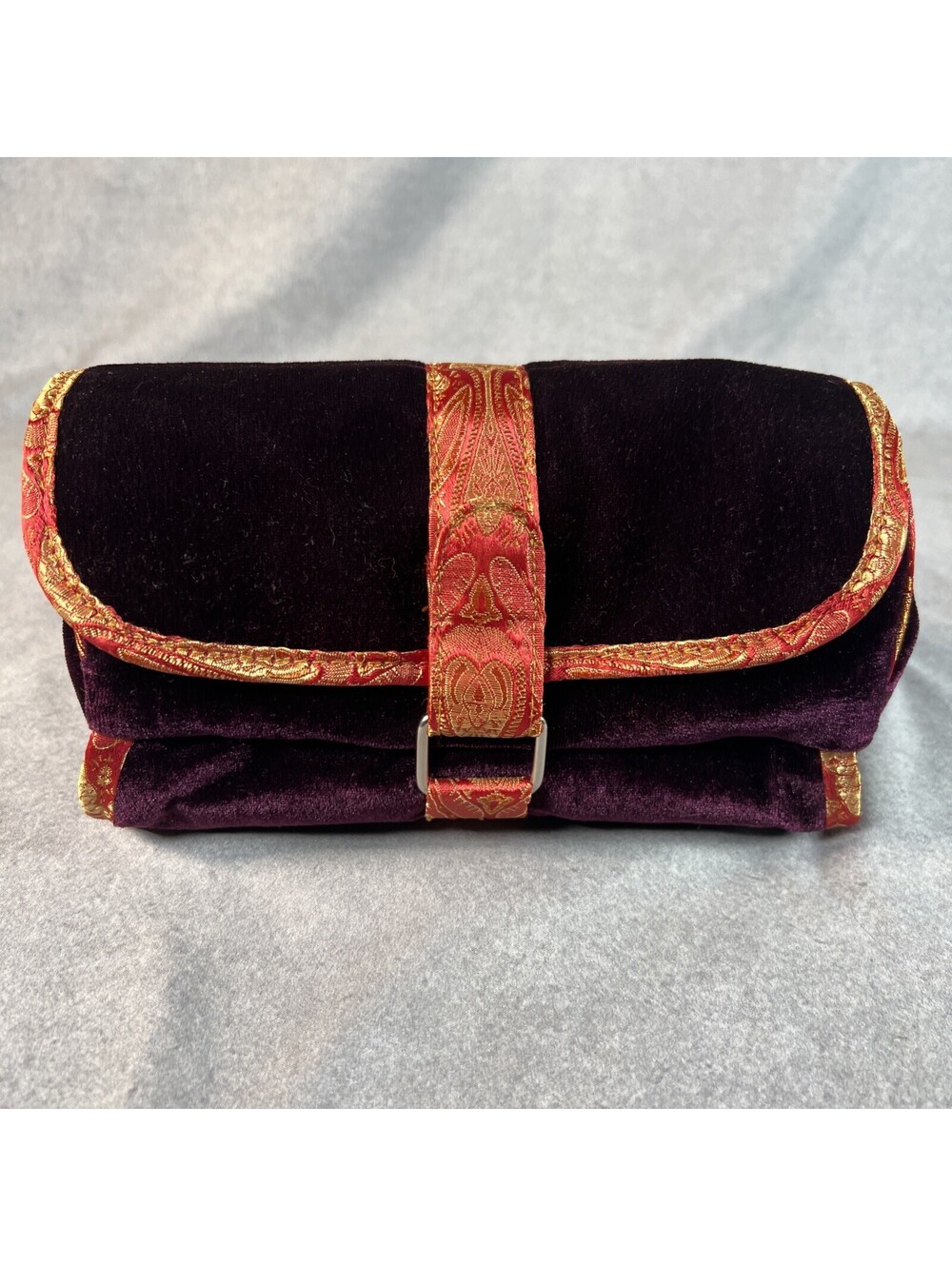 Hopeless Romantic Travel Pouch Case Velvet Purple Accessories Jewelry Makeup Vtg